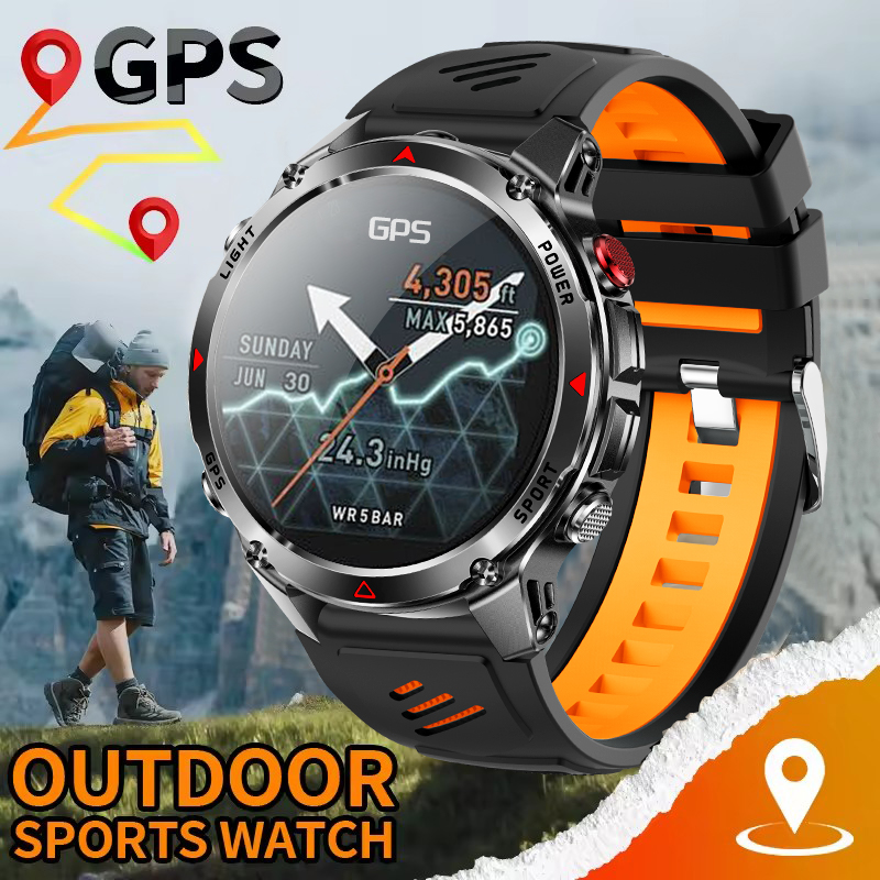 2025nuovo GPS sport Astuto Della Vigilanza Degli Uomini Bussola Altimetro Orologi Chiamata Promemoria Frequenza Cardiaca fitness 3ATM Impermeabile Smartwatch Esterno
