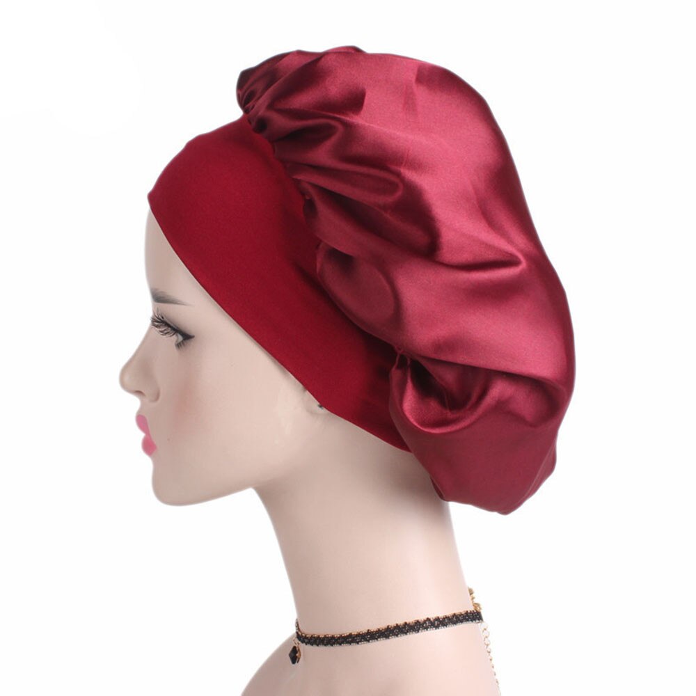Chapeau de nuit en satin pour homme et femme, charlotte pour dormir, matière solide, unisexe