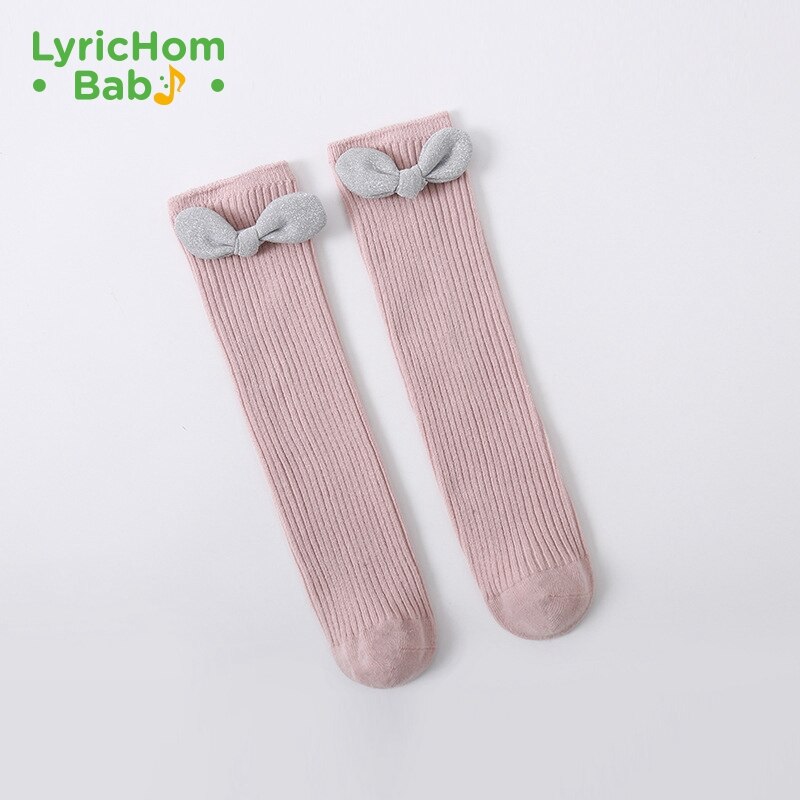 Lyrichom Baby Kinderen Sokken En Najaar Stijl Sokken Voor Meisjes Solid Prinses Strik Kousen Knie Sokken Meisje: cotton socks  4 / S (1-4 years) 28cm