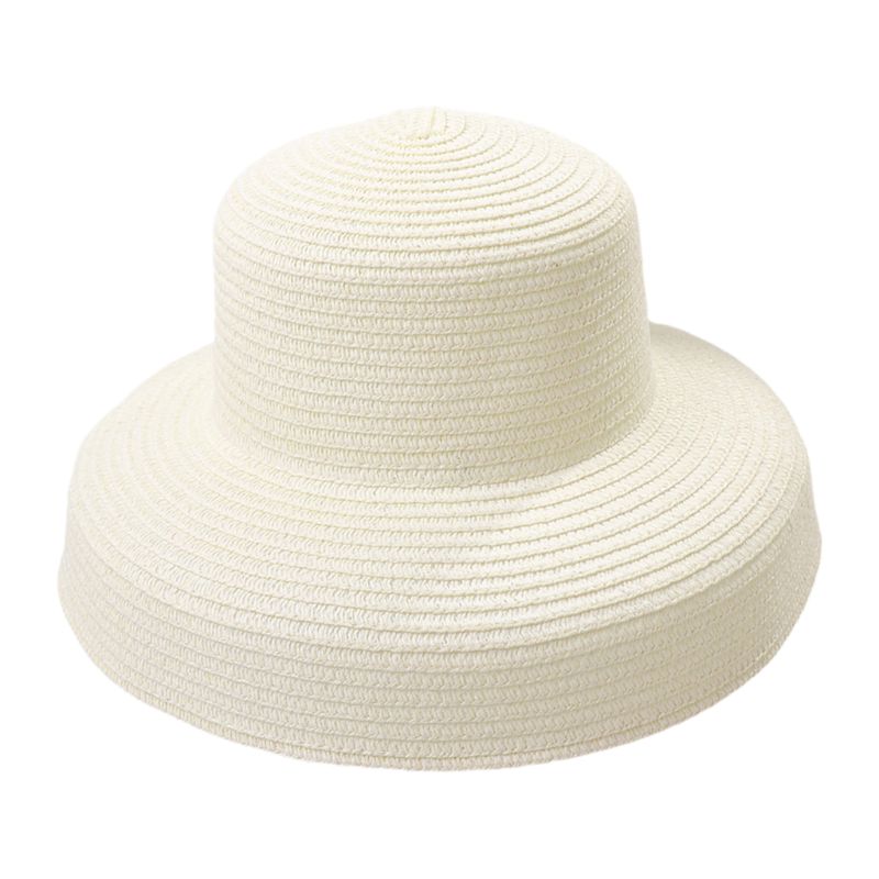 Hepburn Do Vintage das mulheres Palha chapéu de Sol Chapéu de Aba Larga Cap Férias de Praia Em Forma de Sino: E