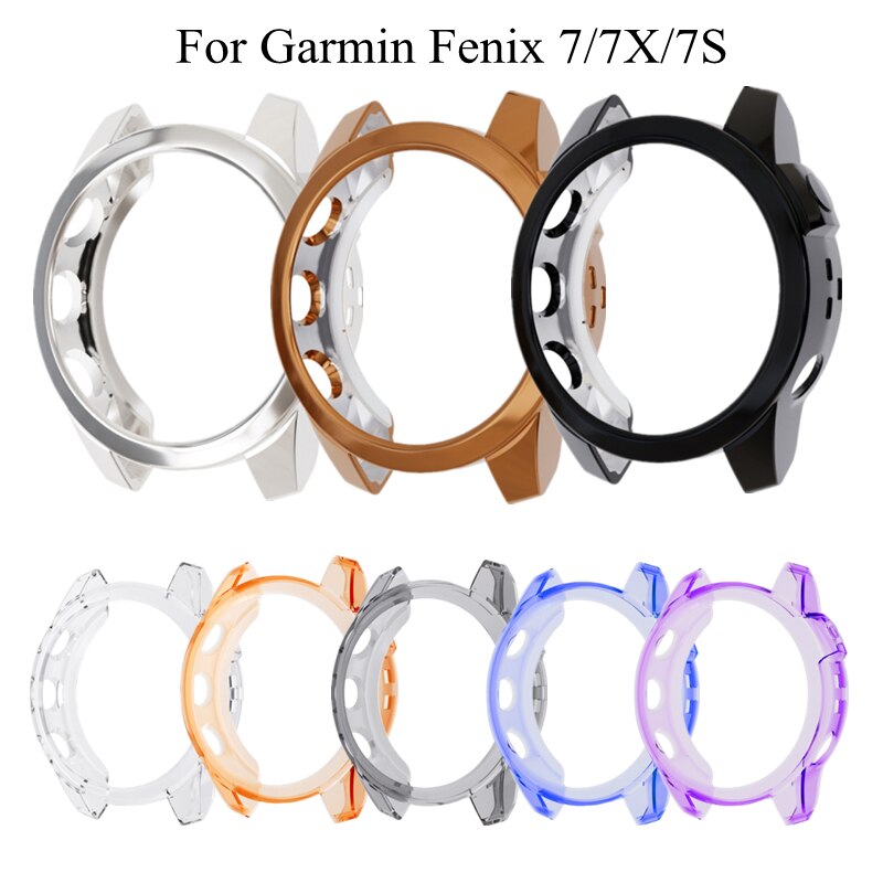 Funda protectora para Garmin Fenix 7, carcasa protectora de reloj inteligente, Marco suave y transparente de TPU, carcasa de parachoques para Garmin Fenix 7 7S 7X