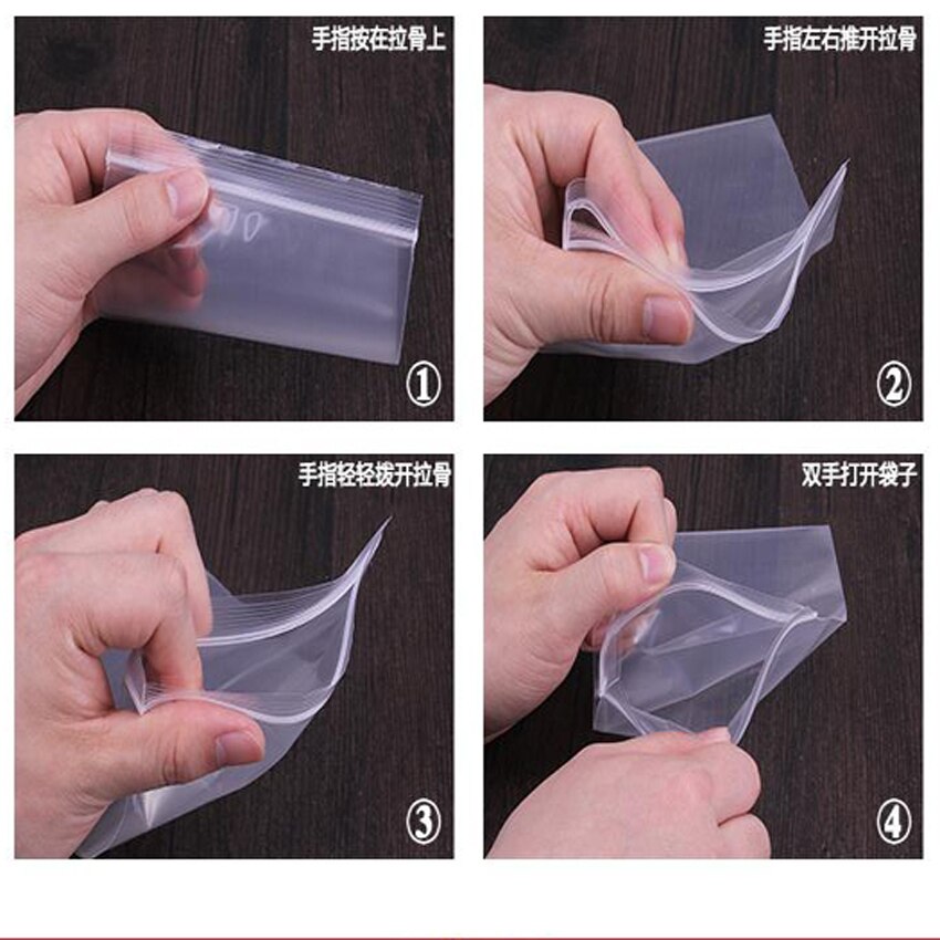 100pcs Size: 15x20cm Packaging Zipper Lock Recycle Plastic Bags, Pe Transparent Clear Bags