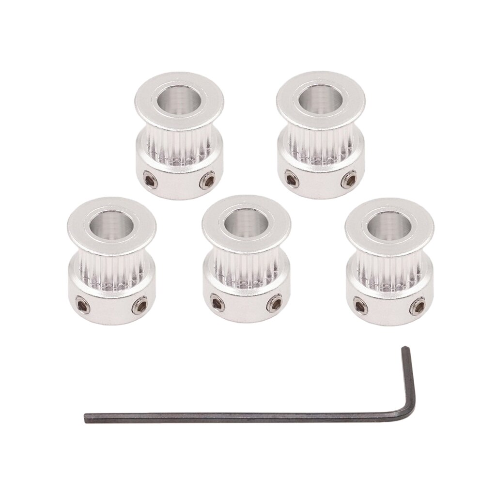5 stukken Tijd Poelie, 5mm Boring 16 Tanden 3D Printer Synchrone Distributieriem Pulley Gear Tandwiel met Inbussleutel
