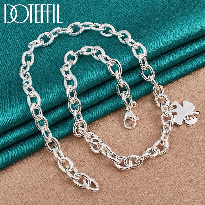 Doteffil 925 Sterling Zilver Vier Bladeren Klaver Hanger 18 Inch Chain Ketting Voor Vrouwen Wedding Engagement Sieraden