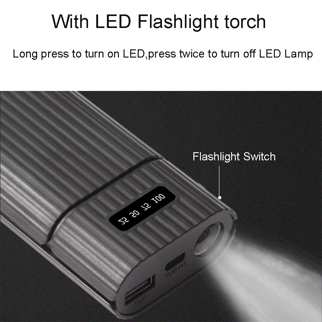 3-Port Input DIY USB Power Bank Kit Box Case 18650 20700 21700 Battery Charger Adapter with LED Flashlight for Mobile Phone