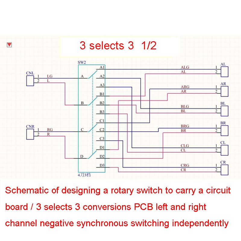 Versterker Luidspreker Schakelaar Stereo 4 Channel / 4 Selecteren 1 / 3 Selecteert 3 Bidirectionele/Vergulde Zuiver Aluminium geborsteld Case H139