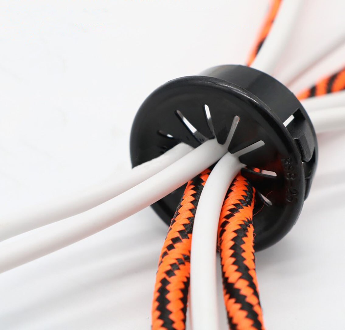 5Pcs Nylon Round Cable Hole Cover 16mm-50mm Plastic PC Computer Desk Wire Organizer Port Seal Rings Furniture Accessories