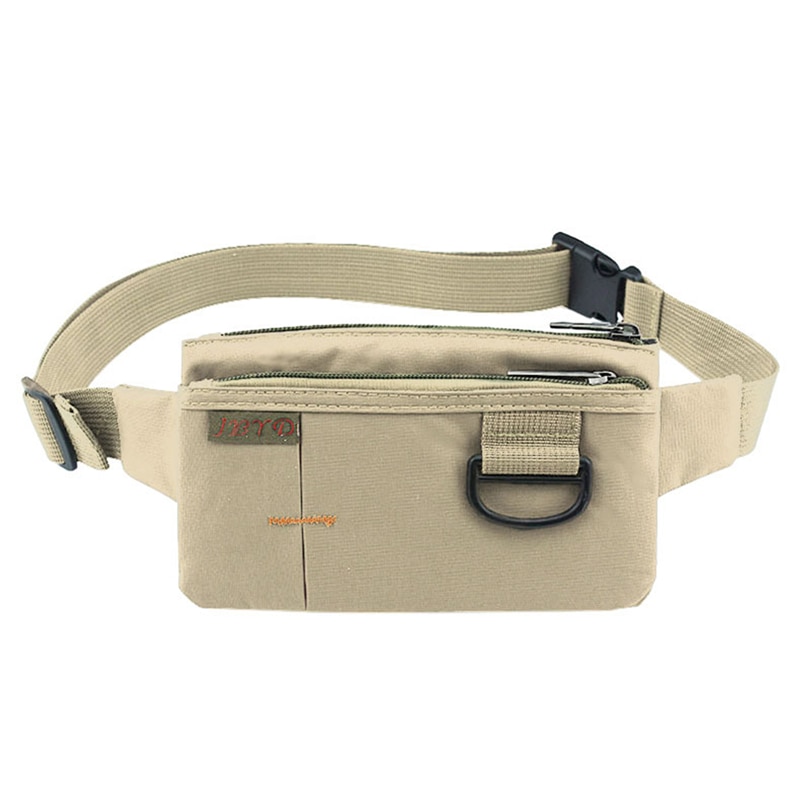 Masculino feminino náilon 4 bolsos à prova dwaterproof água cintura packs moda masculina resistente ao desgaste preto fanny pacote mensageiro bolsa de ombro: Khaki