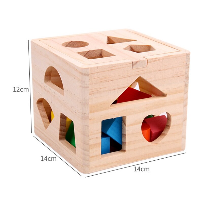 Shape Classification Square Toy with 13 Wooden Blocks, Color Classification Game for Children, Learning Toys