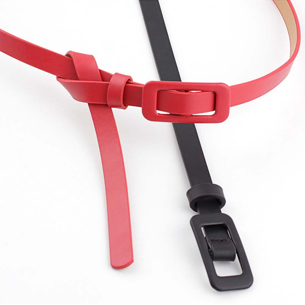 Candy Color Shiny PU Leather Waist Belt for Women Narrow Thin Belts Waistband Pin Buckle Straps for Dress Black Red Pink