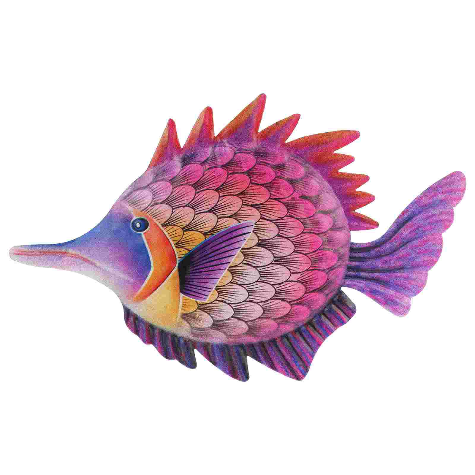 Metal Ocean Fish Wall Decor Outdoor Indoor Art Sculpture Hanging Decoration: Purple