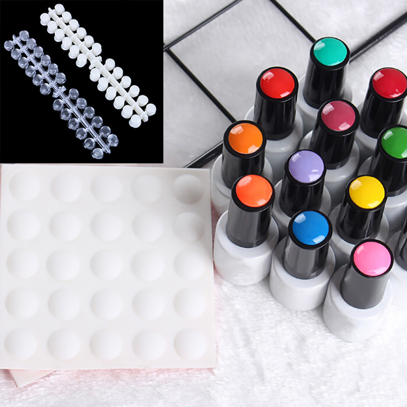 Tabla de colores de uñas 120, pantalla de Color de esmalte de uñas, pantalla de esmalte de uñas redonda con parte posterior plana de 12mm, estante de exhibición de uñas con de lunares/oso