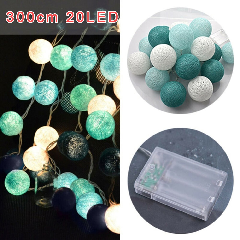 220 (V) 3 metros (6,56ft)/20LED, guirnalda de bolas de algodón, guirnaldas de luces, decoración de de Sala de bodas del hogar: Green