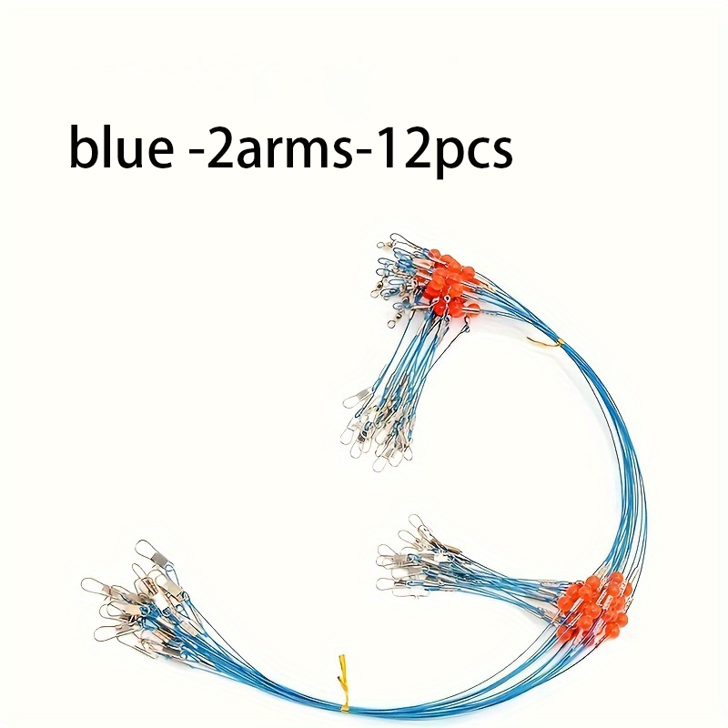 Leader Rig Blue Stainless Steel Fishing Rigs with Snap,High-Strength Fishing Leaders Saltwater-Perch Rigs for Fishing: Light Grey