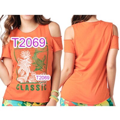FIT FUNKY Womens Knitted cotton clothes fitness clothes men tshirt tops women tshirt T2069: t2069 orange / S