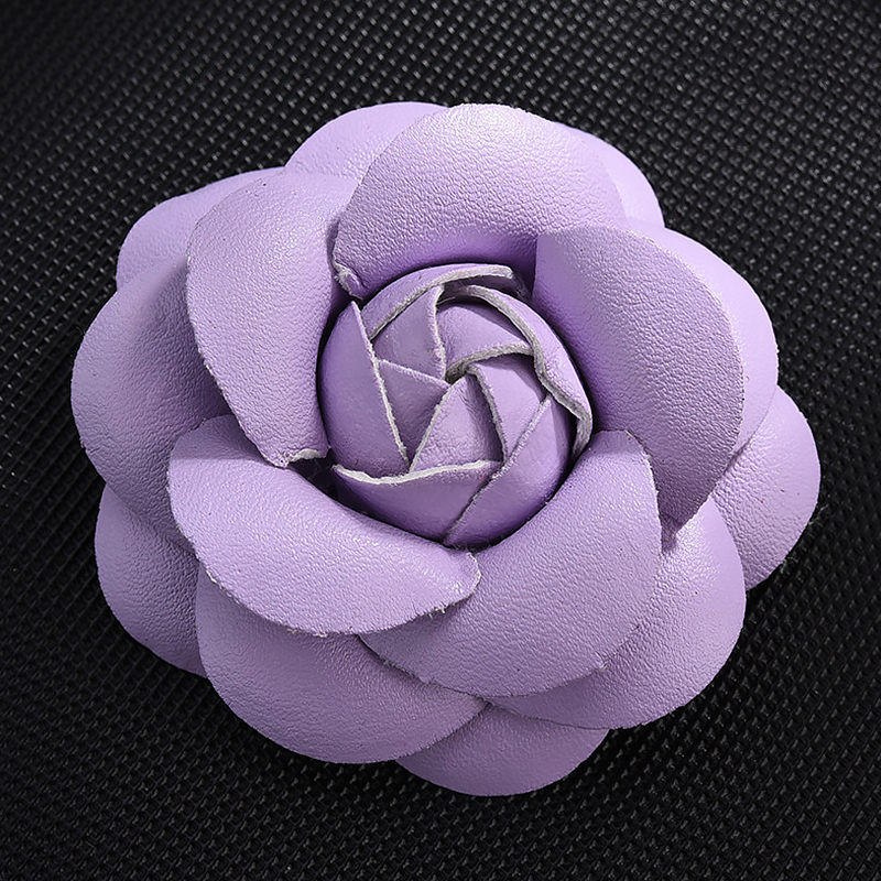 Koreaanse Handgemaakte Pu Leer Camellia Bloem Broche Boutonniere Revers Pin Sieraden Broches Corsage Voor Vrouwen Accessoires