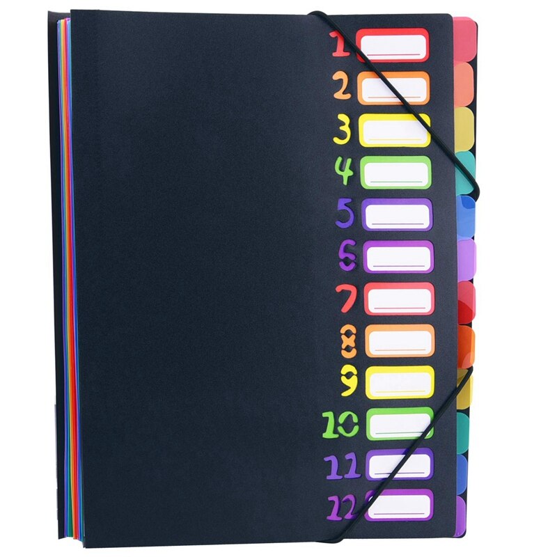 Carpeta extendida, 12 letras de bolsillo, clasificador de papel A4, bolsa de almacenamiento de archivos de plástico, iridiscente: Default Title