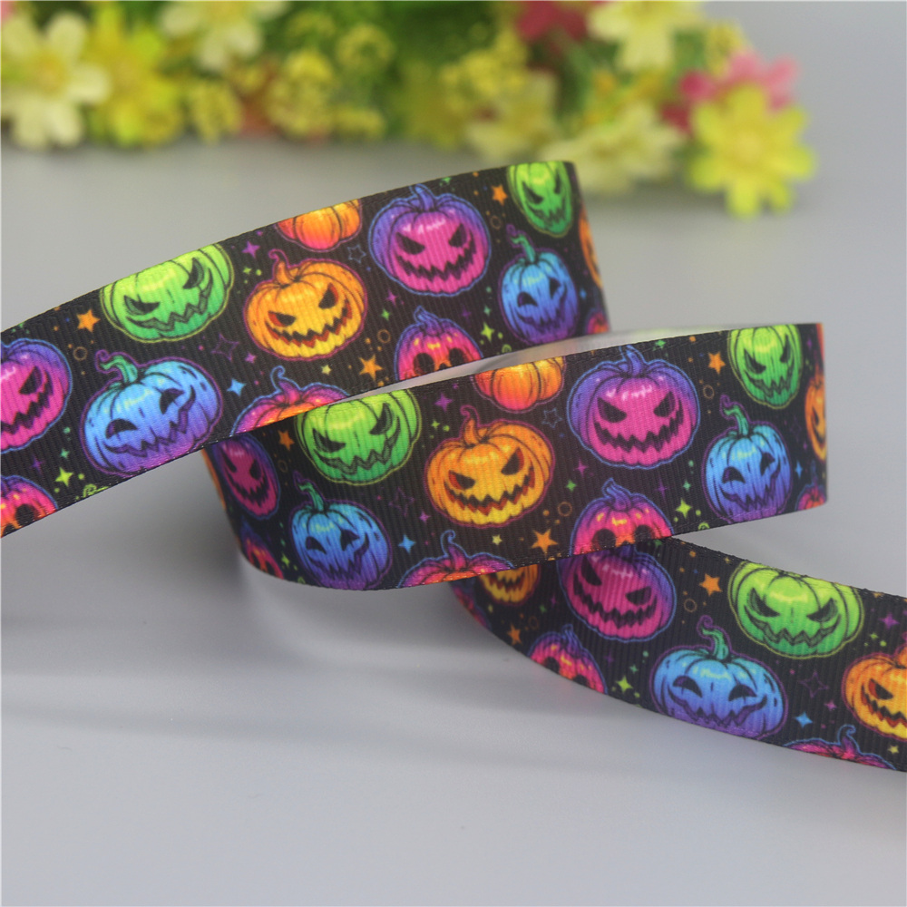 DUWES 50yards Halloween Printed Grosgrain Ribbon Accessories Material Headwear Decoration DIY Sewing Craft D2178: Copper / L
