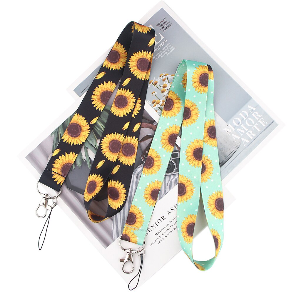 LX166 Sonnenblume Schlüsselanhänger Zubehör praktisch USB Ich würde Abzeichen Halter Tasten Gurt Schild Nacken Schlüsselband Für Mädchen