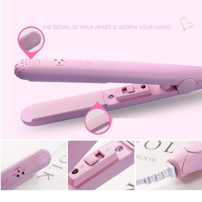 Plancha de pelo electrónica, Mini plancha alisadora de pelo portátil de cerámica plana, herramientas de estilismo