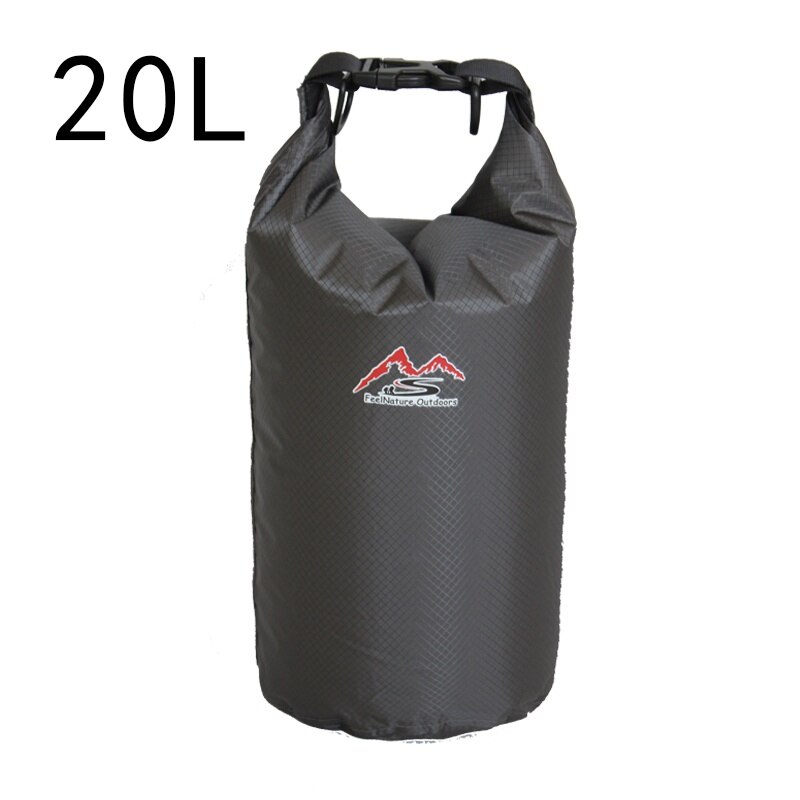 Bolsa impermeable para natación al aire libre de 5L/10L/20L/30L, bolsa seca de almacenamiento para Rafting y Camping con gancho de correa ajustable: Dark gray 20L