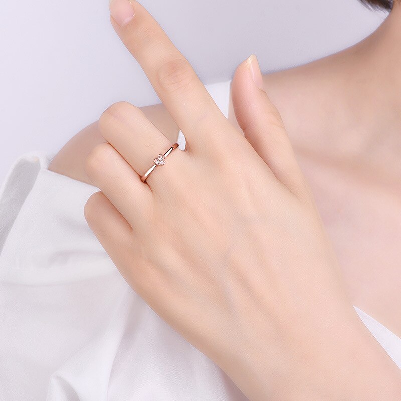 Trendy delikat sølvfarvet zirkon hjerte kærlighedsringe til kvinder justerbar forlovelsesfingerring damer smykker