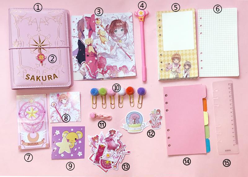 A6 Ring Binder Notebooks Sakura Pink Notebook Planner Journal Agenda Organizer Schedule DIY Personal Diary Book Stationery: Standard Edition