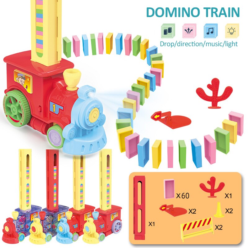 Domino Model Trein Auto Speelgoed Set Automatische Leggen Domino Trein Auto Met Licht Geluid Kleurrijke Educatief Speelgoed Speelgoed