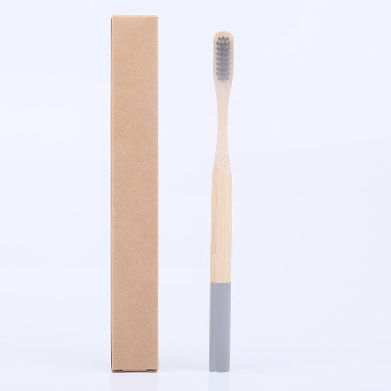 1 pcs Eco friendly bamboo bristle toothbrush Biodegradable Plastic Free Oral Care adult bamboo toothbrush handle brush: Gray-04