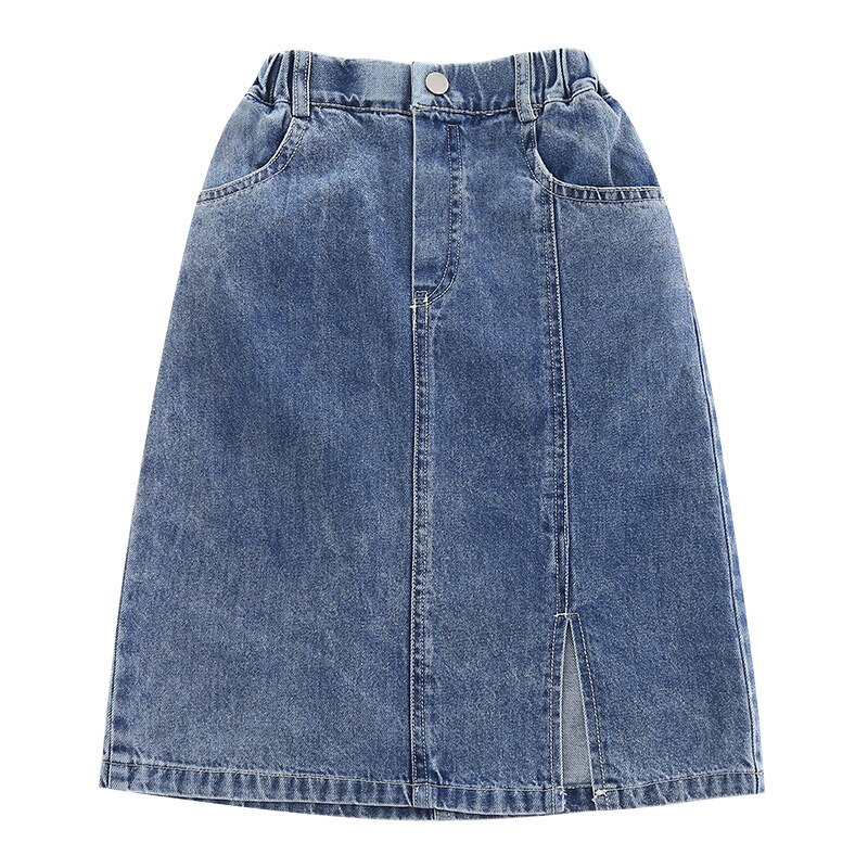 Faldas de estilo coreano hasta la rodilla para niñas, faldas informales sólidas con abertura, ropa para adolescentes de 4, 7, 8, 9, 11 y 12 años