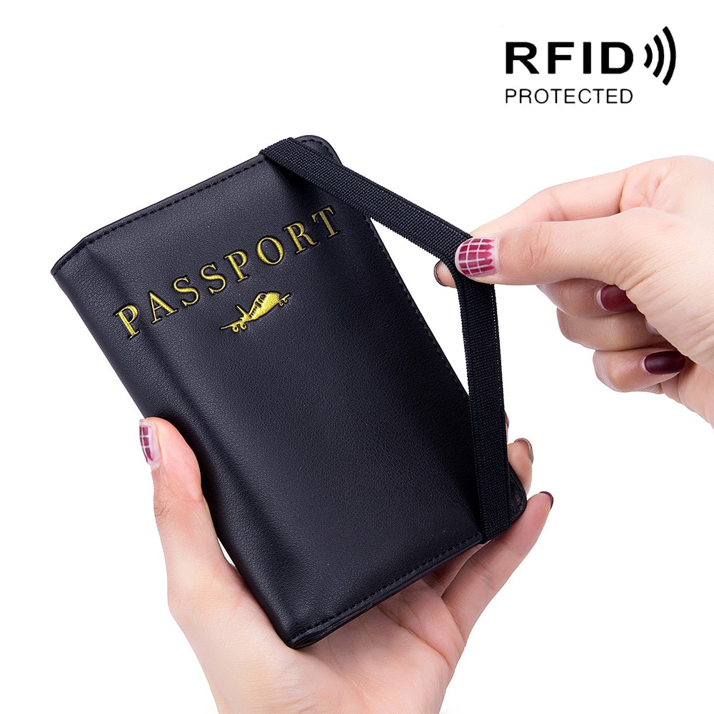 Passeport portefeuille Rfid bloquant en cuir voyage porte-passeport porte-carte couvre pour Document certificat étui unisexe antivol