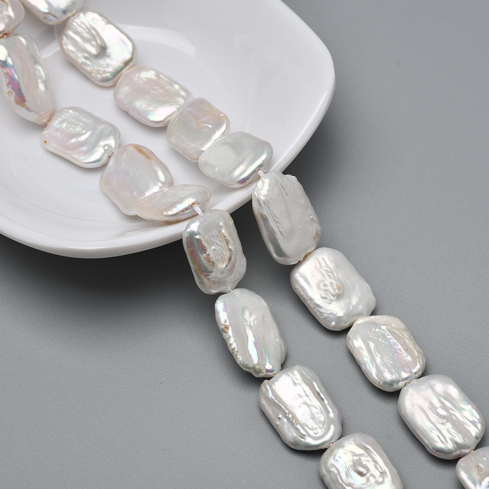 Barokke Parel Ketting Vierkante Witte Zoetwater Gekweekte Parel Ketting Sieraden Diy Maken 14x20mm