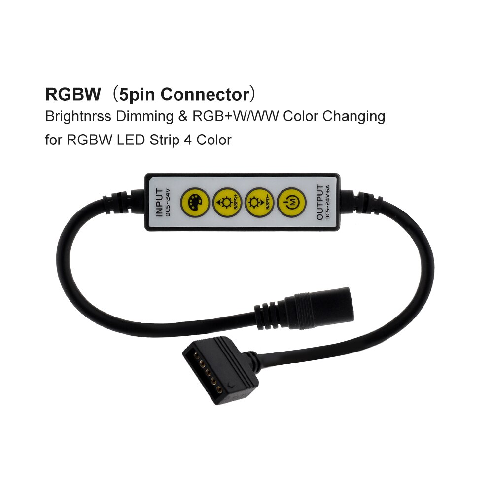 Mini 4 taster led strip controller lysdæmper switch  dc5v-12v til enkelt farve / dobbelt hvid / rgb / rgbw / rgb+cct led strip lys: Rgbw