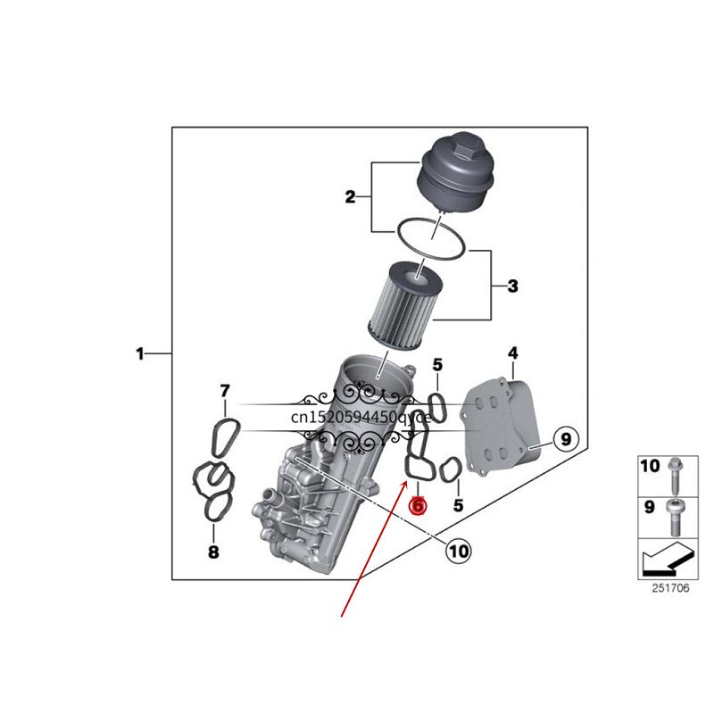 Auto Olie Radiator Base Rubber Ring Geschikt Voor 1 Serie 118 120b Mw2012 Olie Raster Mat Olie Radiator Seal 11427625486