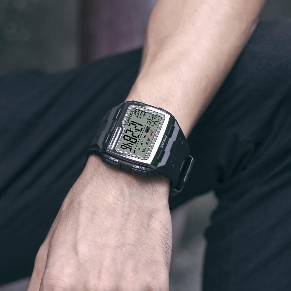 Synoke Mannen Vierkante Digitale Horloge Lichtgevende Multifunctionele Outdoor Sport Waterdicht Man Horloge Led Display Digitale Horloge