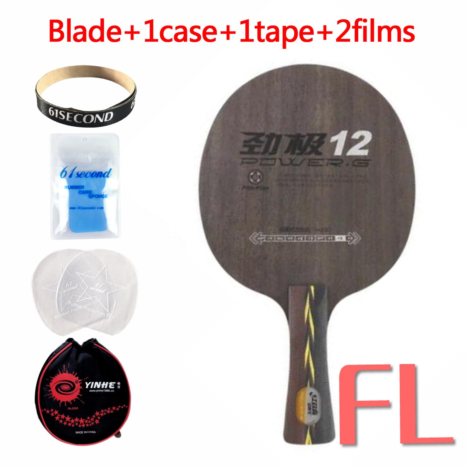 DHS POWER-G 12 PG 12 (5+2 Glass Carbon) Table Tennis Blade Racket Ping Pong Bat Paddle: FL with YBM case