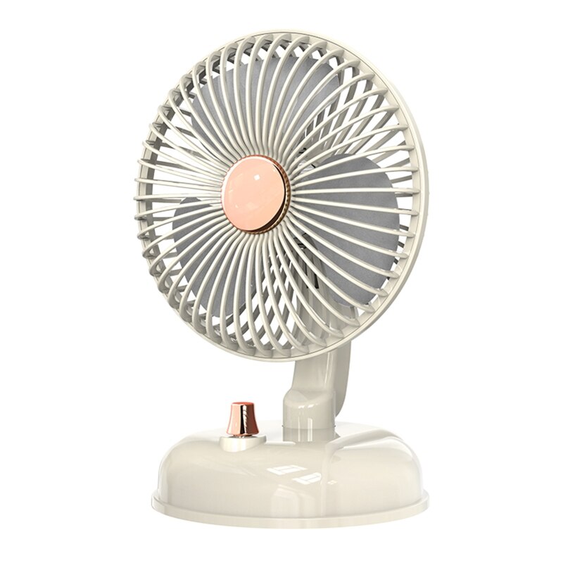 Adjustable Angle Oscillating Fan Shaking Head Quiet Air Supply Large Battery Capacity 2000mAH Strong Wind Rechargeable D5QC: White