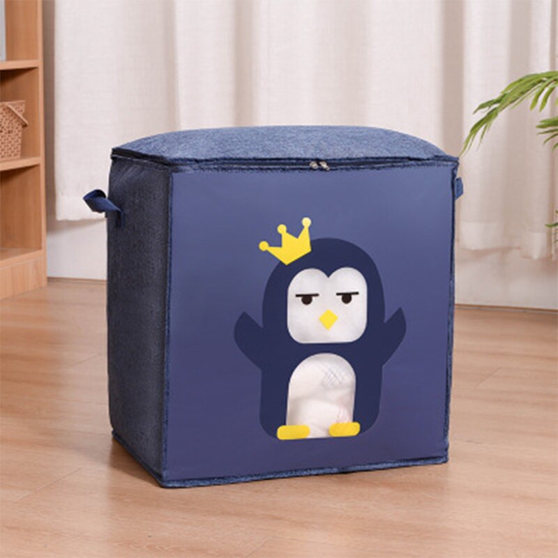 Dikker Upgrade Katoen Quilt Opbergtas Kleding Quilt Zak Wasmand Kleding Container: 34cm46cm48cm penguin