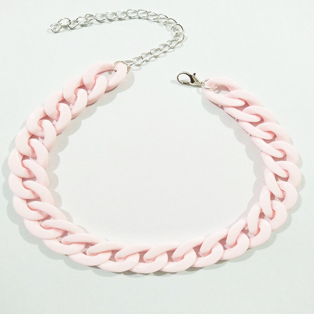 Collana spessa catena girocollo cordolo cubano 15mm acrilico bianco Mens Womans gioielli Super spessi: Pink