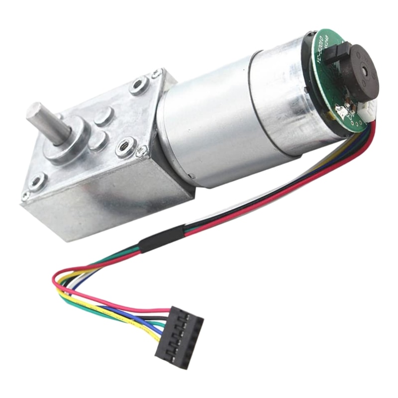 12V Dc Motor,High Torque Worm Geared Motor Reduction Motor with Encoder Srong Self-Locking (16Rpm)