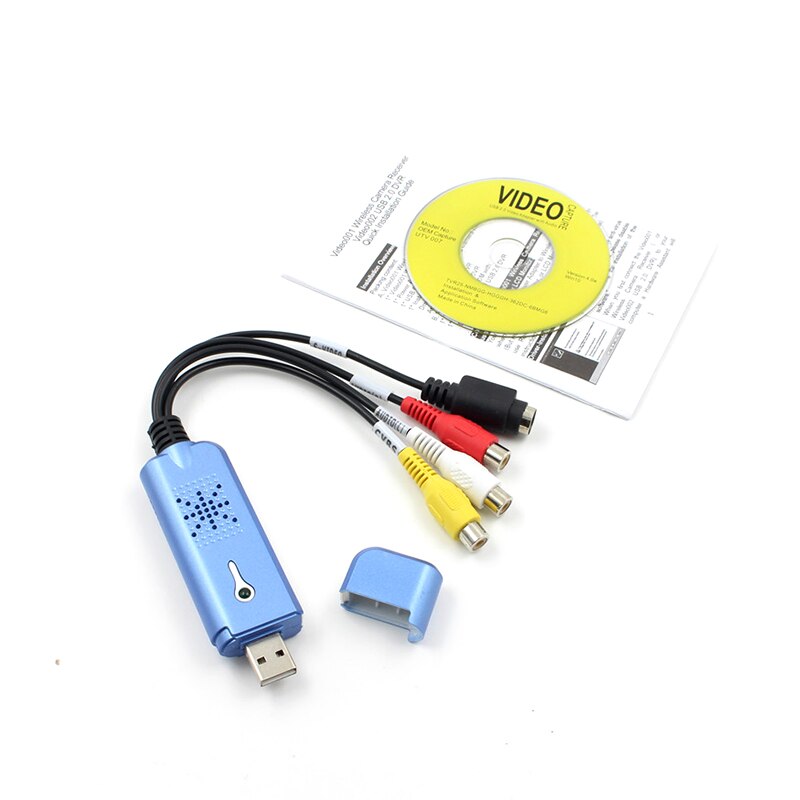 Portable For USB 2.0 Easycap Video Audio Capture Card Adapter VHS DC60 DVD Converter Composite RCA Blue for PC Laptop
