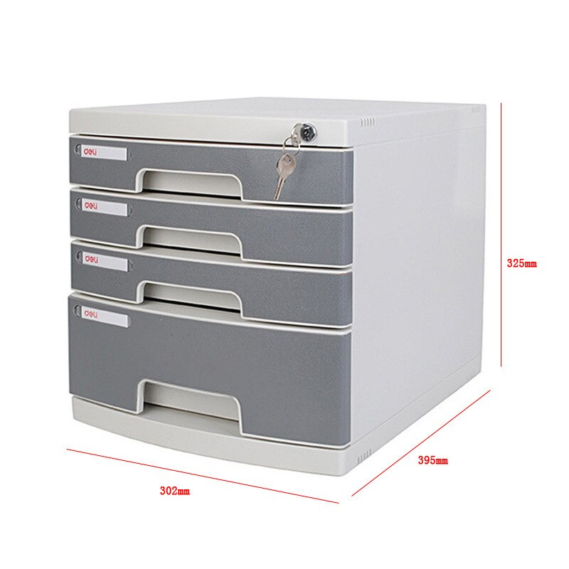 CN Deli 8854 File Cabinet with Lock Four-Layer Plastic File Cabinet Desktop Drawer Cabinet Storage Cabinet