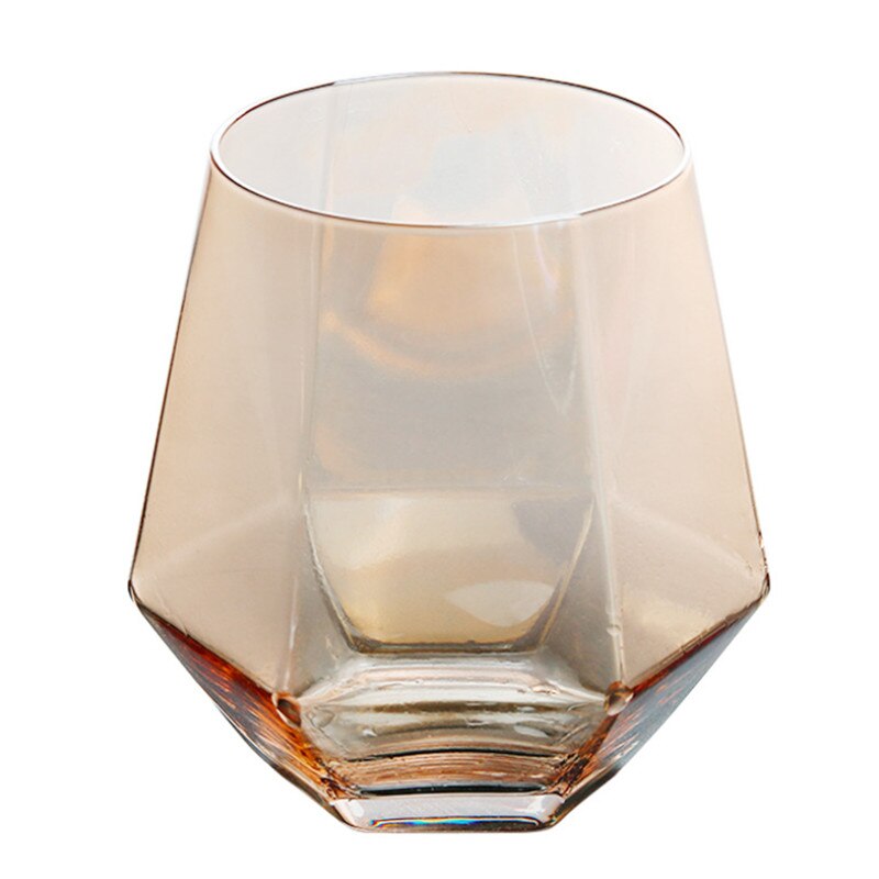 Krystallglass kopp gylden kant gjennomsiktig kaffe melk te krus geometrisk whiskyglass hjem bar drinkware par: Rav