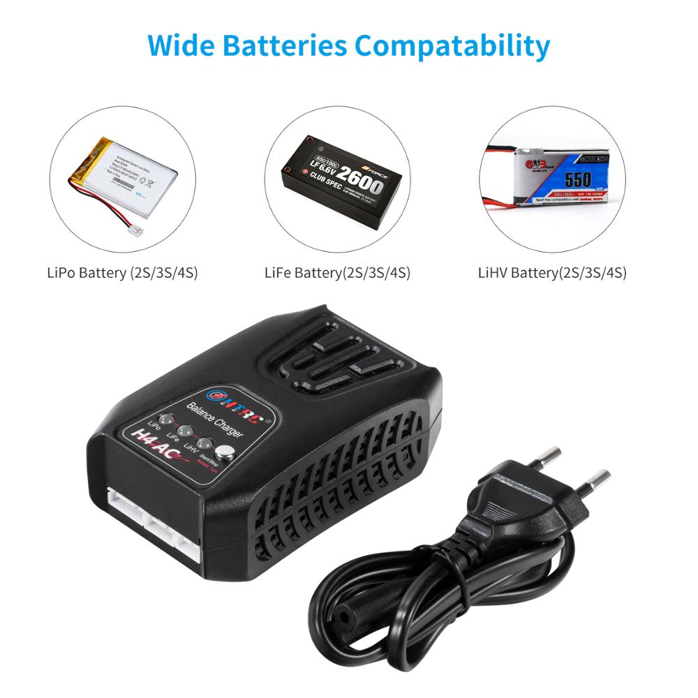HTRC H4AC 20W 2A Carregador Lipo Mini Carregador de Bateria Portátil para 2-4s Lipo LiFe LiHV RC Bateria Balanceador Carga de Vida