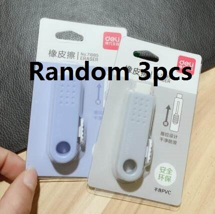 Safe Material TPR Eraser Pushing Type With Protect Cover White Pencil Eraser Kids Students Draw Sketch School Supplies 71084: 71085 3pcs