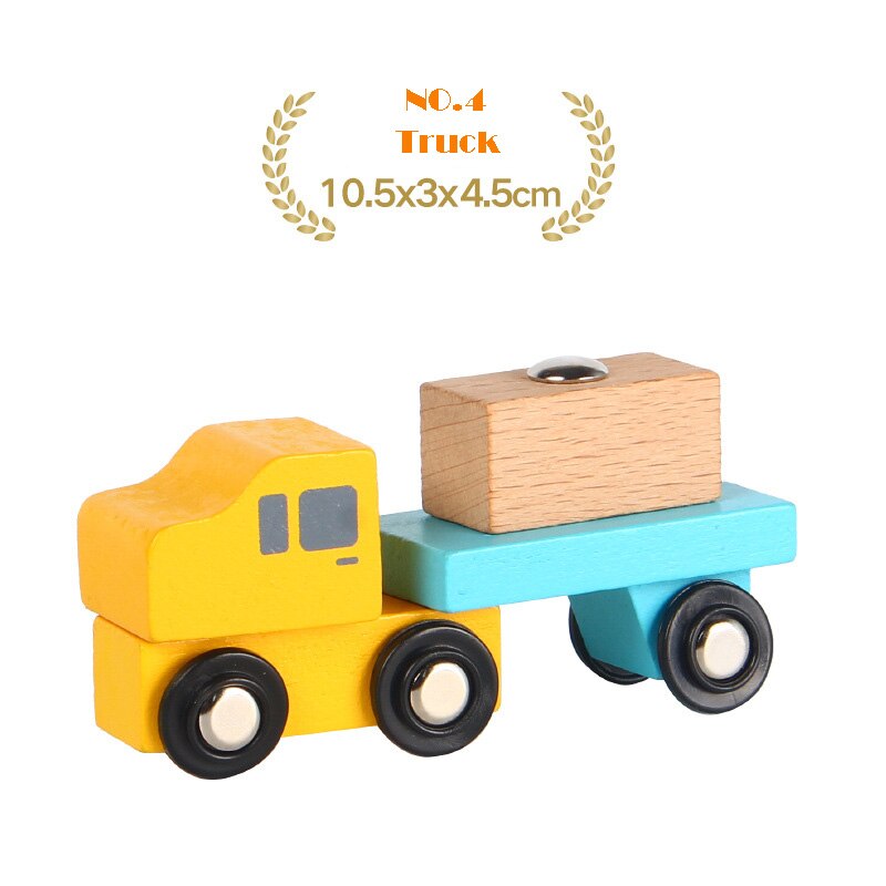 Legno Ferrovia Treno Magnetico Giocattoli di Legno Pista del Treno Accessori Elicottero Auto Camion Parti di Binari Per I Giocattoli Dei Bambini: 4