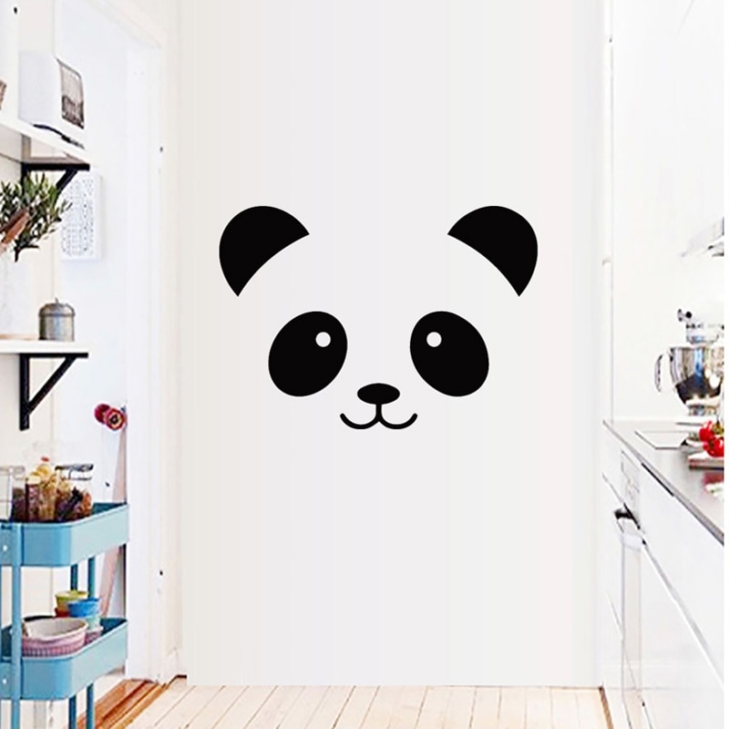 Cartoon Panda smiley gezicht Muursticker voor kinderkamer slaapkamer decoratie Decals behang mooie huis stickers Muurschildering