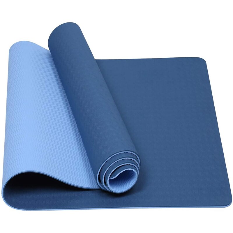 Yogamatte, umweltfreundliche seil-fitnessmatte mit tragegurt für yoga, pilates und bodenübungen, -183 x 61 x 0.8cm cm: Blau