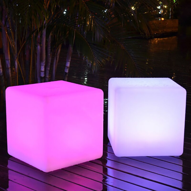 Cubo de luz LED Solar para exteriores, luz impermeable para jardín, terraza, , muebles luminosos de Color, paisaje de playa, 20cm