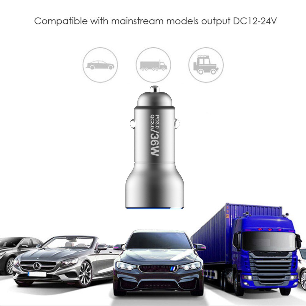 2port LED display board inspection 36W PD18W USB C car charger QC3.0 AFC fast charger 5A 60W USB C Cable for 11/X/XS/S8/S9/S10